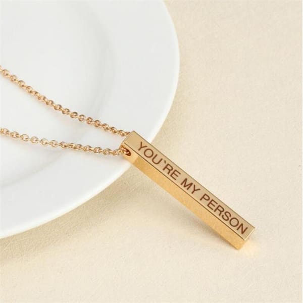 Engraved 3D Custom Name Bar Necklace