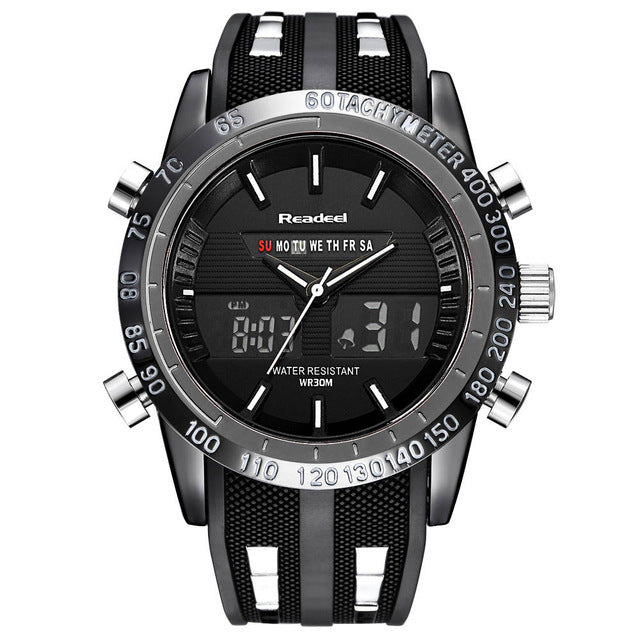 Sports Waterproof LED Digital+Analog Watch - ValasMall